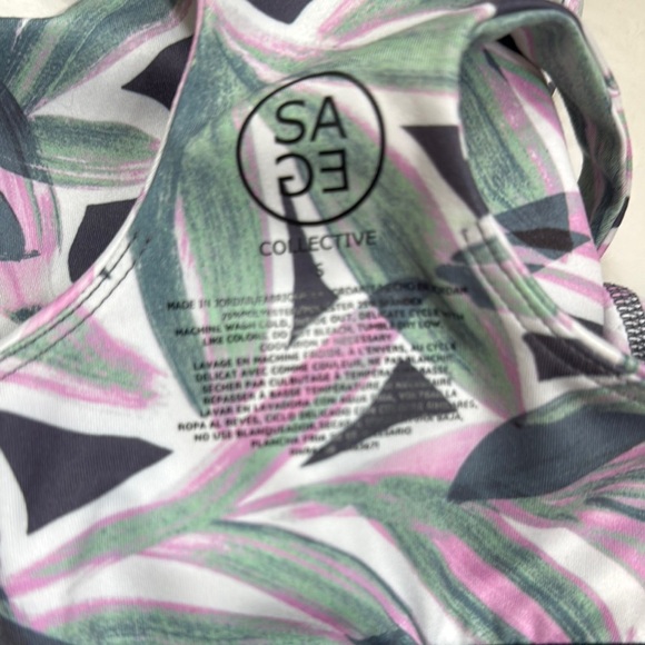 Sage Collection 2-piece Work Out Set Pink and Green Leaf Design Size S NWT - Picture 8 of 8
